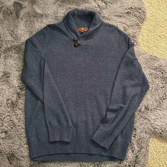 Toscano Patrick Assaraf Wool two-button collar Blue sweater size M - Picture 2 of 8